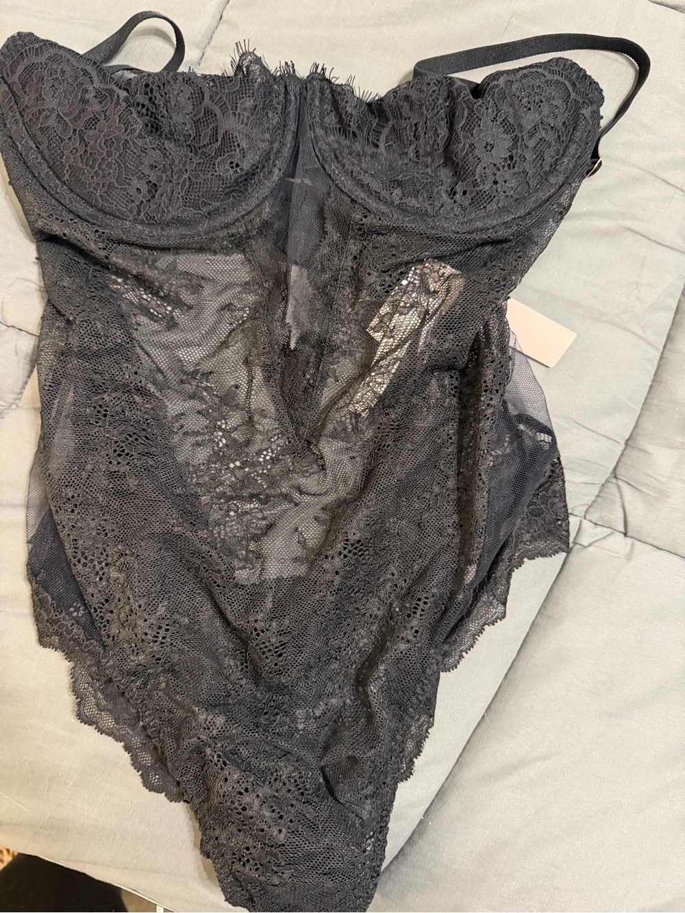 Victoria's Secret Black Lace Sheer Bodysuit Chemise